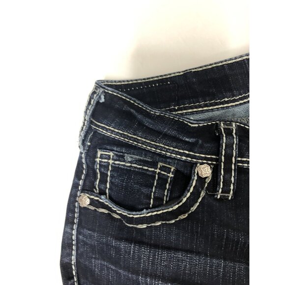 Silver Natsuki Flap Womens 29x31 (Hem) Dark Blue Denim Jeans Bootcut Embroidered - Picture 8 of 9